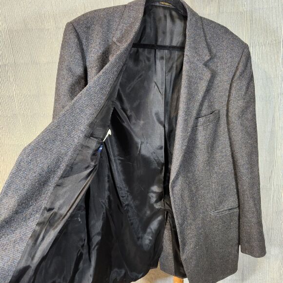 John Ashford $250 43L Blue Brown Gray Tweed Wool Blend Sport Coat Blazer - Picture 5 of 10